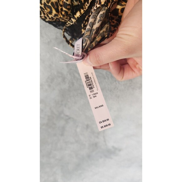 Victoria's Secret XXL Leopard Print Tease Satin Lace Trim Mini Slip Dress NWT - Picture 2 of 7